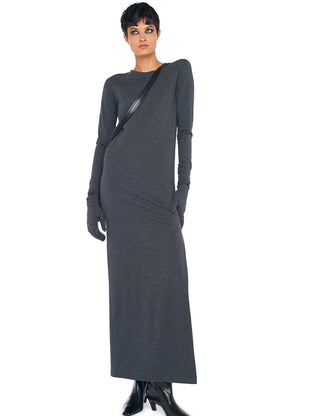 LONG SLEVE TAILORED DRESS W/ SIDE SLIT