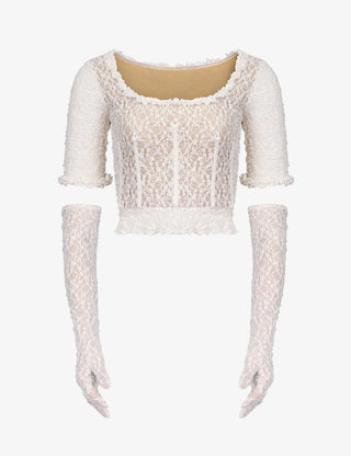 White Stretch Lace Corset Top