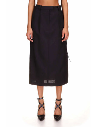 Wool Tailored Lace-Up Skirt