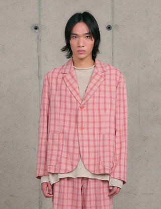 Shale Jacket - Pink Check Handloom
