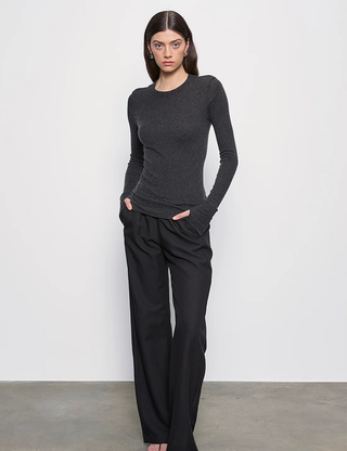FINE CASHMERE JERSEY EASY CUFFED CREW