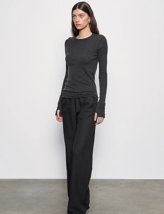 FINE CASHMERE JERSEY EASY CUFFED CREW