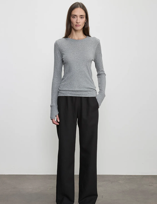 FINE CASHMERE JERSEY EASY CUFFED CREW
