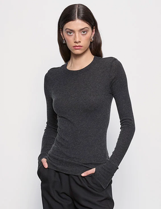 FINE CASHMERE JERSEY EASY CUFFED CREW