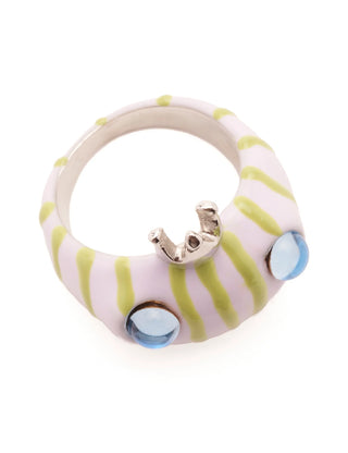 LILAC GREEN STRIPE FROG PRINCE RING