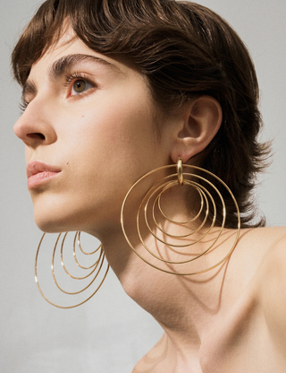 Pierced Serpent Hoops Large Gold