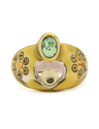 OLIVE COSMIC DAISY RING