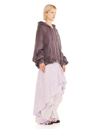CHARCOAL DAISIES GATHERED ZIP UP HOODIE