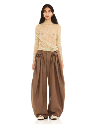 BUTTER PLAID NETTLE SILK MESH TOP