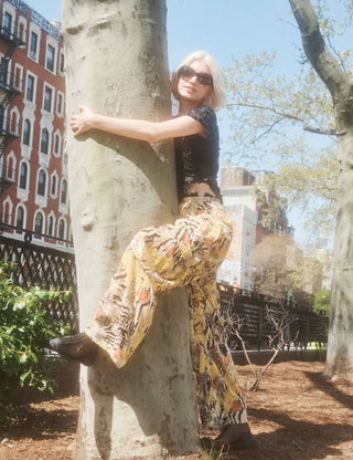 Zebra Floral Pleated Cargo Pant