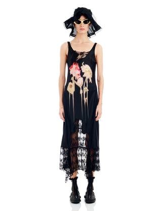 BLACK FLOWER DRIP ANEMONE DRESS