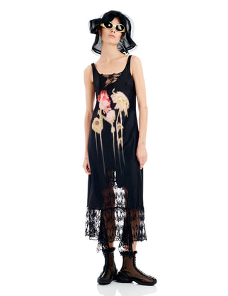 BLACK FLOWER DRIP ANEMONE DRESS