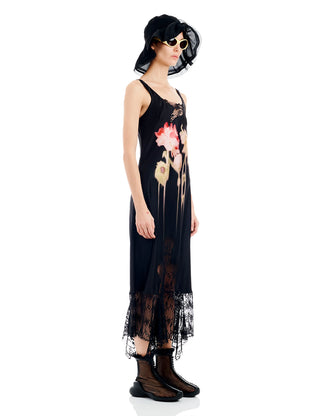 BLACK FLOWER DRIP ANEMONE DRESS