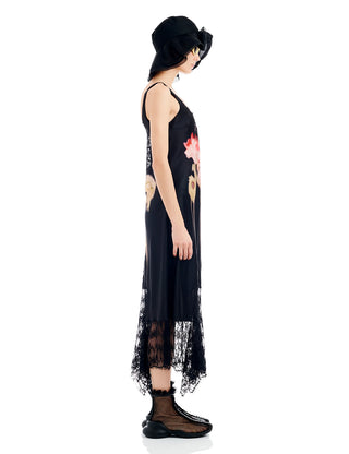 BLACK FLOWER DRIP ANEMONE DRESS