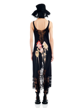 BLACK FLOWER DRIP ANEMONE DRESS