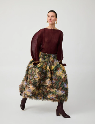 Kenza Furry Skirt in Amber Ingrid