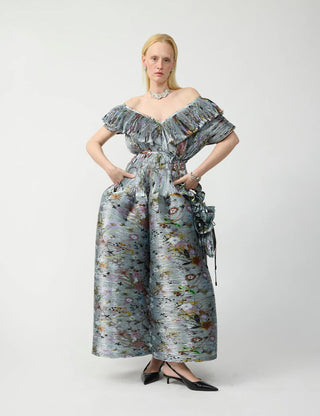 Marcia Handpleated Top in Metallic Frances