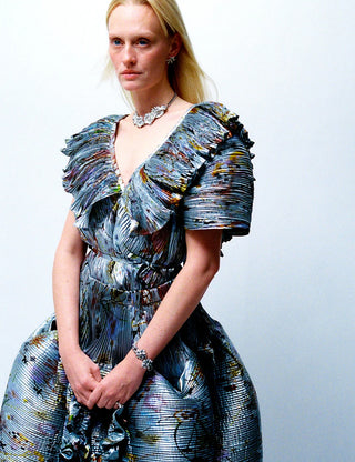 Marcia Handpleated Top in Metallic Frances
