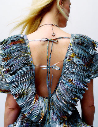 Marcia Handpleated Top in Metallic Frances