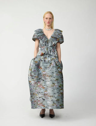 Marcia Handpleated Top in Metallic Frances