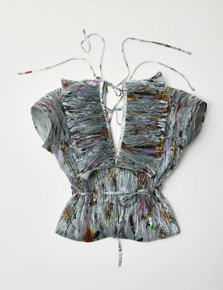Marcia Handpleated Top in Metallic Frances