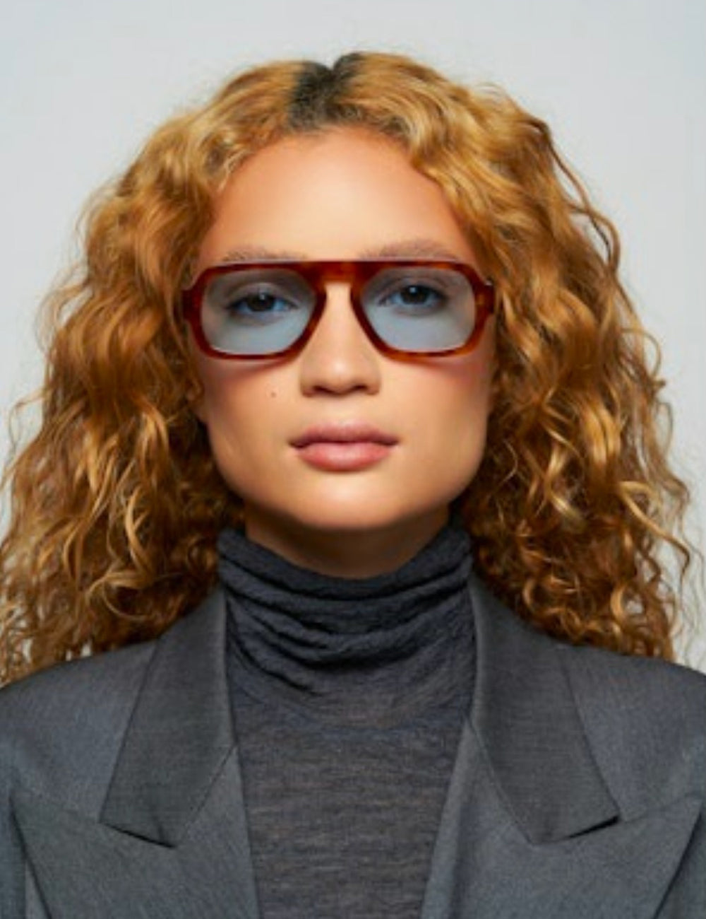 JANE MINI IN LIGHT BROWN BLUE LENS – SHOP COUP D'ETAT