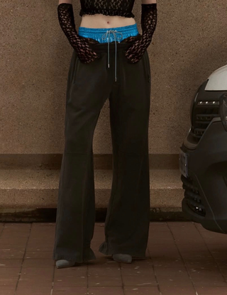 BLACK WASH PANELED TRACK PANTS