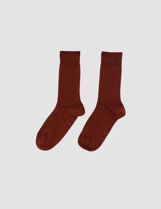 Rib Overankle Socks Rust