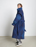 Long Quilted Coat Blue Mix