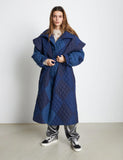 Long Quilted Coat Blue Mix