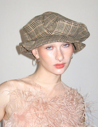 Romantix Hat in Brown Tartan Wool