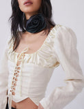 Salvia Lace Up Corset Blouse