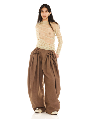 BUTTER PLAID NETTLE SILK MESH TOP