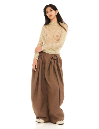 BUTTER PLAID NETTLE SILK MESH TOP