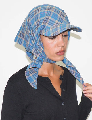 Brim Scarf in Sky Blue & Tan Flannel