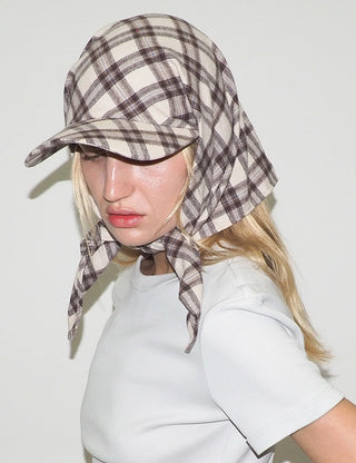 Brim Scarf in Brown & Beige Plaid Flannel