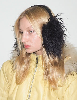 Ear Muffs Black Faux Yak