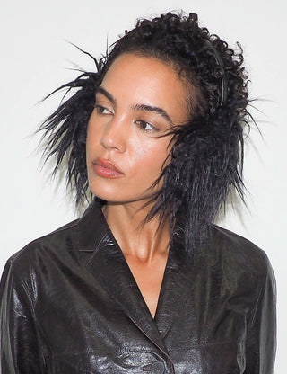 Ear Muffs Black Faux Yak