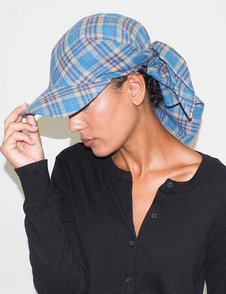 Brim Scarf in Sky Blue & Tan Flannel