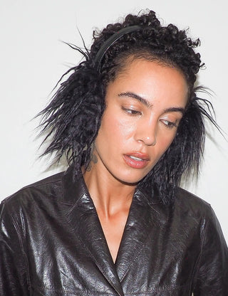 Ear Muffs Black Faux Yak