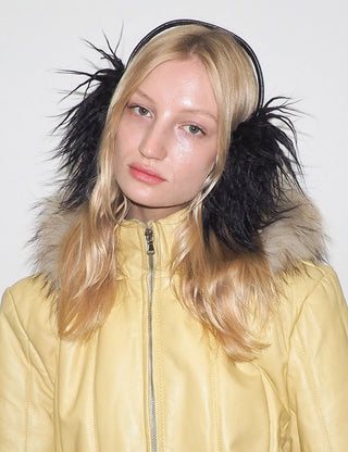 Ear Muffs Black Faux Yak