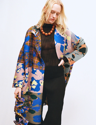 Johan Hand-Pleated Coat in Patchwork Ingrid