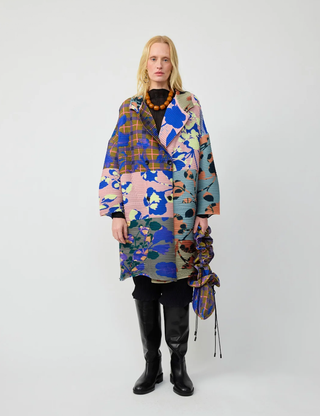 Johan Hand-Pleated Coat in Patchwork Ingrid