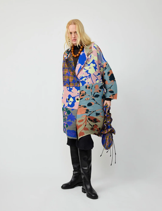 Johan Hand-Pleated Coat in Patchwork Ingrid