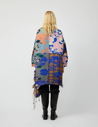 Johan Hand-Pleated Coat in Patchwork Ingrid
