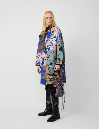 Johan Hand-Pleated Coat in Patchwork Ingrid
