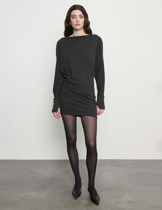 FINE CASHMERE JERSEY DOLMAN CURVE DRESS