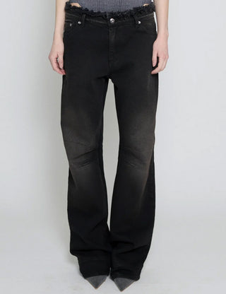 Low Rise Frayed Denim