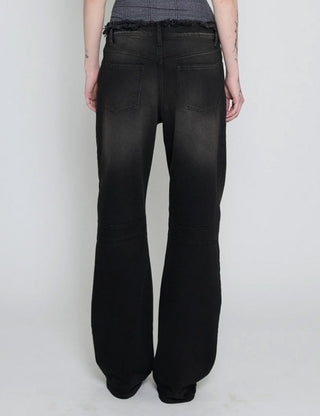 Low Rise Frayed Denim
