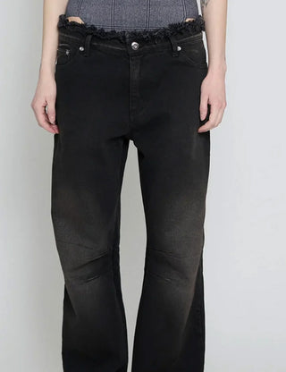 Low Rise Frayed Denim